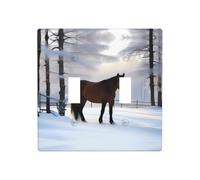 WZYWHJ Horse Nature Winter Plaque murale décorative imprimée 11,4 x 11,4 cm Durable et élégante pour les zones résidentielles et commerciales