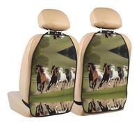 WZYWHJ Horses at The Gallop Picture Lot de 2 coussins de rangement anti-coups de pied pour siège de voiture multifonction après installation