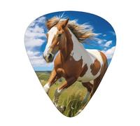 Wzywhj Horses On The Prairie Picks Lot de 12 médiators pour guitare acoustique et électrique Prise en main facile