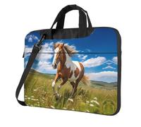 WZYWHJ Horses on the Prairie Picture Sac d'ordinateur portable ultra-mince portable à épaule unique accessoires informatiques doux antichoc pour ordinateurs portables, Noir , 14 inch