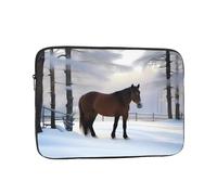 WZYWHJ Housse de protection pour ordinateur portable 15" Motif cheval nature hiver résistant aux chocs Pour homme et femme Voyage d'affaires, école, bureau usage quotidien