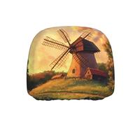 WZYWHJ Housse de protection pour tête de siège imprimée The Windmill on the Grassland