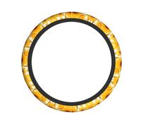 WZYWHJ Housse de volant - Protège et décore votre voiture - Installation facile - Convient pour voitures, SUV, VTT et camions - Papier peint imprimé tournesol orange