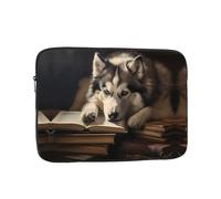WZYWHJ Husky on The Book Housse résistante aux chocs pour ordinateur portable 12" pour homme et femme, voyage d'affaires, école, bureau, usage quotidien