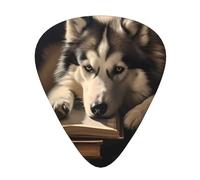 Wzywhj Husky On The Book Lot de 12 médiators pour guitare acoustique et électrique Prise en main facile