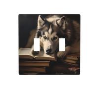 WZYWHJ Husky on the Book Plaque murale décorative 11,4 x 11,4 cm, durable et élégante pour les zones résidentielles et commerciales