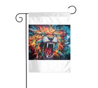 Wzywhj Image artistique graffiti lion drapeau de jardin d'été double face décoration cour 30,5 x 45,7 cm