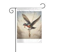 Wzywhj Image de balançoire Little Hirondelles Drapeau de jardin d'été double face Décoration cour 30,5 x 45,7 cm