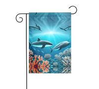 Wzywhj Image de baleines sous la mer Drapeau de jardin d'été double face Décoration cour 30,5 x 45,7 cm