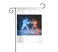 Wzywhj Image de boxe sur glace et feu Drapeau de jardin d'été double face Décoration cour 30,5 x 45,7 cm