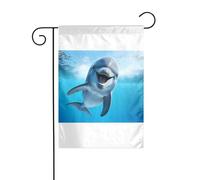Wzywhj Image de dauphin drôle qui vous regarde, drapeau de jardin d'été, décoration double face, 30,5 x 45,7 cm