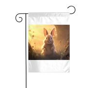 Wzywhj Image de fond lapin drapeau de jardin d'été double face décoration cour 30,5 x 45,7 cm