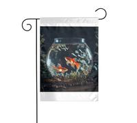 Wzywhj Image de petit poisson dans l'aquarium Drapeau de jardin d'été double face Décoration cour 30,5 x 45,7 cm