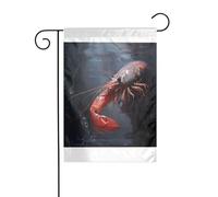 Wzywhj Image de petite crevette à la recherche de nourriture, drapeau de jardin d'été, décoration double face, cour 30,5 x 45,7 cm