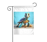 Wzywhj Image de tortue de mer de dessin animé drapeau de jardin d'été double face décoration cour 30,5 x 45,7 cm