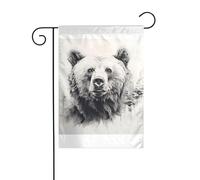 Wzywhj Image esquisse ours drapeau de jardin d'été double face décoration cour 30,5 x 45,7 cm