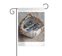 Wzywhj Image Little Turtle In The Conch Drapeau de jardin d'été double face Décoration cour 30,5 x 45,7 cm