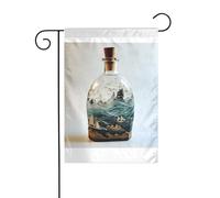 Wzywhj Image Message In A Bottle At Sea Drapeau de jardin d'été double face Décoration cour 30,5 x 45,7 cm