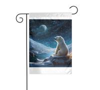 Wzywhj Image ours polaire regardant les étoiles drapeau de jardin d'été double face décoration cour 30,5 x 45,7 cm