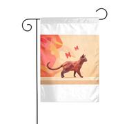Wzywhj Image papillon et chat drapeau de jardin d'été double face décoration cour 30,5 x 45,7 cm