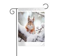 Wzywhj Image Petit écureuil sur l'arbre de neige Drapeau de jardin d'été double face Décoration cour 30,5 x 45,7 cm