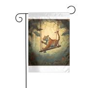 Wzywhj Image Petit tigre sur la balançoire Drapeau de jardin d'été double face Décoration cour 30,5 x 45,7 cm