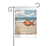 Wzywhj Image poisson échoué drapeau de jardin d'été double face décoration cour 30,5 x 45,7 cm