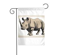 Wzywhj Image rhinocéros animaux drapeau de jardin d'été double face décoration cour 30,5 x 45,7 cm