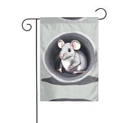 Wzywhj Image souris dans le trou drapeau de jardin d'été double face décoration cour 30,5 x 45,7 cm