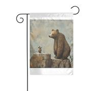 Wzywhj Image souris et ours sur les rochers Drapeau de jardin d'été double face Décoration cour 30,5 x 45,7 cm