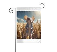 Wzywhj Image souris sur le champ de blé Drapeau de jardin d'été double face Décoration cour 30,5 x 45,7 cm