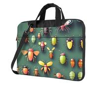WZYWHJ Insect Atlas Prints Sac pour ordinateur portable avec intérieur doux, plusieurs poches, idéal pour les hommes, les voyages et les affaires, Noir/blanc, 14 inch