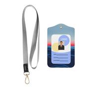 Wzywhj Insigne de travail d'impression de frontières maritimes, étui de protection en cuir pour carte d'identité avec corde de suspension amovible