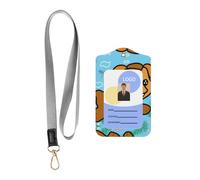 WZYWHJ Insigne de travail imprimé chien dessin animé en cours d'exécution, étui de protection en cuir avec corde de suspension amovible