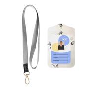 Wzywhj Insigne de travail imprimé orchidée dessiné à la main, étui de protection en cuir avec corde de suspension amovible