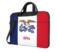 WZYWHJ Iowa State Flag Prints Sac pour ordinateur portable 13" avec intérieur doux, plusieurs poches, idéal pour les hommes, les voyages et les affaires, noir