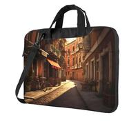 WZYWHJ Italian Old Street Prints Sac pour ordinateur portable 13" avec intérieur doux, plusieurs poches, idéal pour les hommes, les voyages et les affaires, noir,