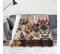WZYWHJ Jeté de lit imprimé thé de l'après-midi - Léger, chaud, confortable, doux, durable, pratique pour la maison, le repos en plein air