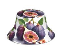 WZYWHJ Joli chapeau de pêcheur imprimé figue double face réfléchissant plein air voyage été plage chapeau de soleil noir