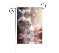 WZYWHJ Joli drapeau de jardin imprimé chat 30,5 x 45,7 cm pour un environnement extérieur tendance