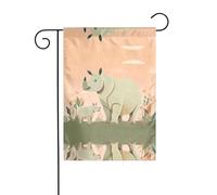 WZYWHJ Joli drapeau de jardin imprimé rhinocéros 30,5 x 45,7 cm pour un environnement extérieur tendance