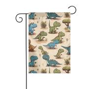 Wzywhj Joli petit dinosaure imprimé drapeau de jardin d'été double face décoration cour 30,5 x 45,7 cm