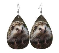 WZYWHJ Jolies boucles d'oreilles en cuir avec motif hérisson, pendentif goutte d'eau simple, cadeau de vacances tendance