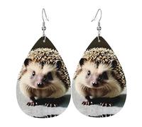 WZYWHJ Jolies boucles d'oreilles en cuir avec motif hérisson, pendentif goutte d'eau simple, cadeau de vacances tendance