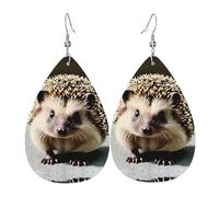 WZYWHJ Jolies boucles d'oreilles en cuir avec motif hérisson, pendentif goutte d'eau simple, cadeau de vacances tendance