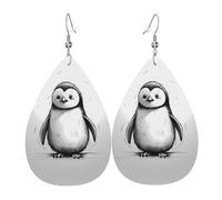 WZYWHJ Jolies boucles d'oreilles en cuir avec motif pingouin pour femme, pendentif goutte d'eau, cadeau de vacances tendance