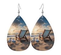 WZYWHJ Jolies boucles d'oreilles en cuir pour femme - Motif ciel bleu et mer - Pendentif simple en forme de goutte d'eau - Cadeau de vacances tendance