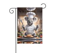 WZYWHJ Koala Chef cuisinant de délicieux aliments Impression Décoration de jardin Drapeau 30,5 x 45,7 cm pour un environnement extérieur tendance