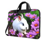 WZYWHJ Lapin In Flower Picture Sac d'ordinateur portable ultra-fin portable à bandoulière pour ordinateur portable accessoires informatiques doux antichoc pour ordinateurs portables, Noir , 13 inch