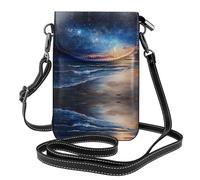 WZYWHJ Late Night Beach Sac à bandoulière en cuir à rabat pour téléphone portable - Cadeau polyvalent pour femme pour la marche, le camping, le shopping et les voyages